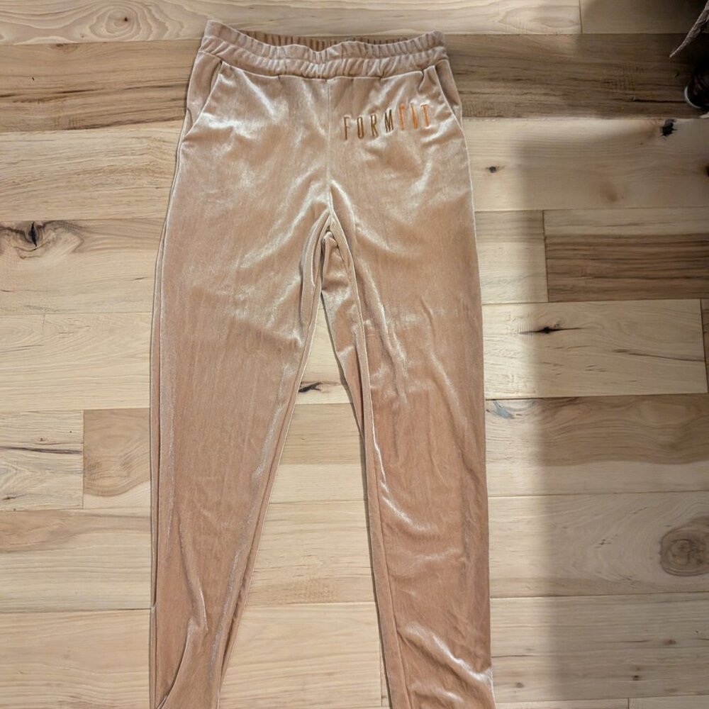 FormFit Women's Luxe Velour Pink Jogger Legging Pants S/XS With Pockets